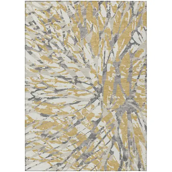 Gold And Ivory Abstract Washable Indoor Outdoor Area Rug Photo 2