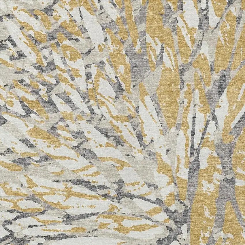 Gold And Ivory Abstract Washable Indoor Outdoor Area Rug Photo 5