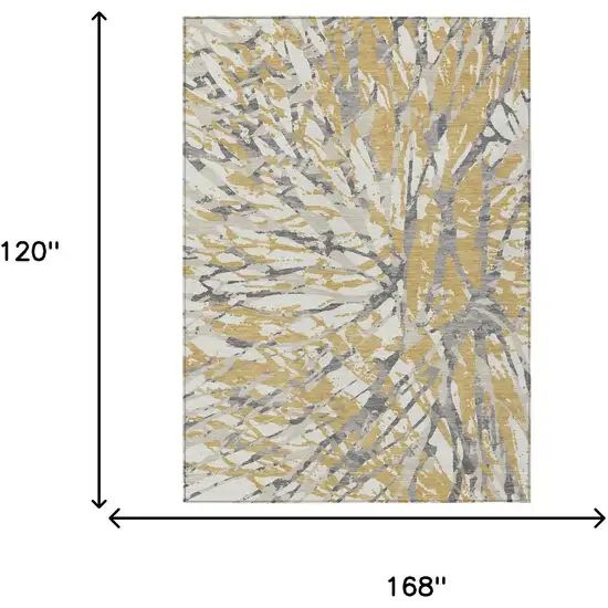 Gold And Ivory Abstract Washable Indoor Outdoor Area Rug Photo 9