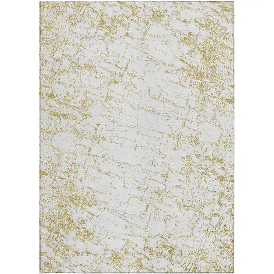 Gold And Ivory Abstract Washable Indoor Outdoor Area Rug Photo 5