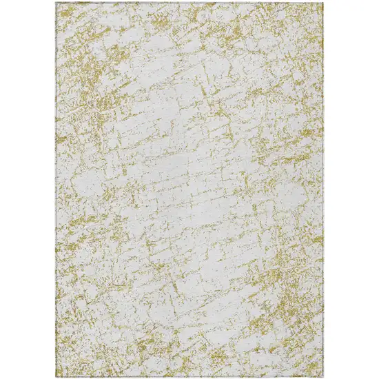 Gold And Ivory Abstract Washable Indoor Outdoor Area Rug Photo 2