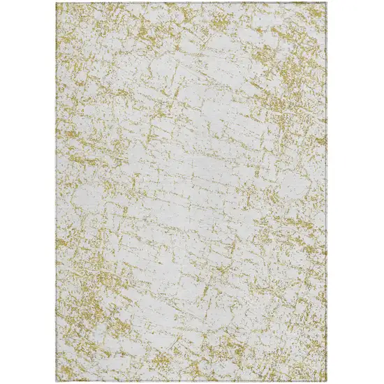 Gold And Ivory Abstract Washable Indoor Outdoor Area Rug Photo 6
