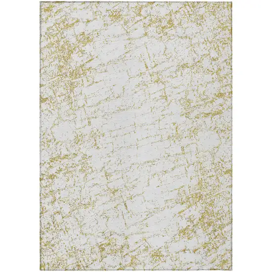 Gold And Ivory Abstract Washable Indoor Outdoor Area Rug Photo 2
