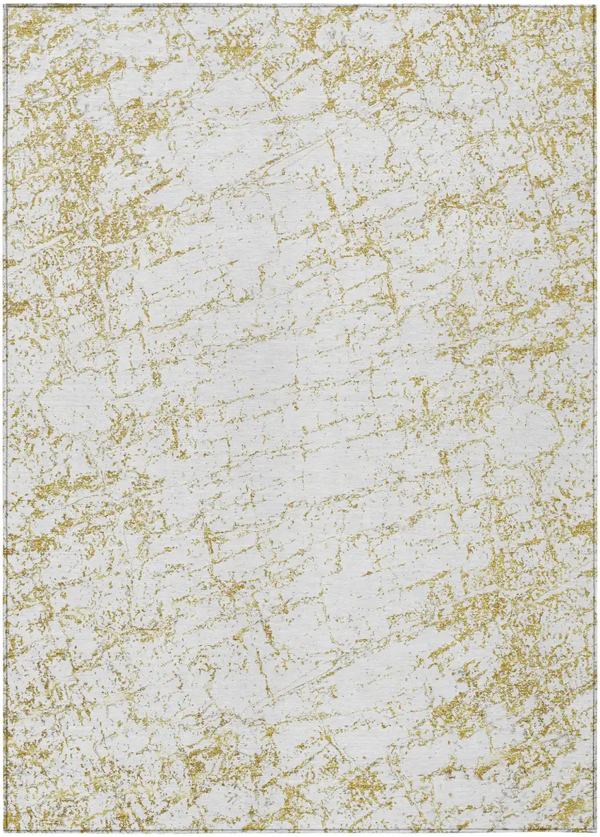 Gold And Ivory Abstract Washable Indoor Outdoor Area Rug Photo 2