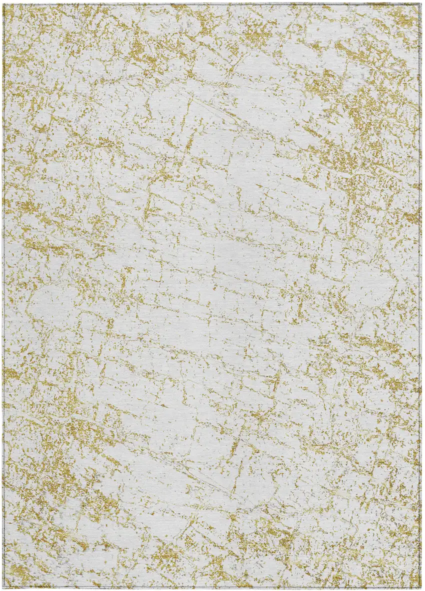 Gold And Ivory Abstract Washable Indoor Outdoor Area Rug Photo 6