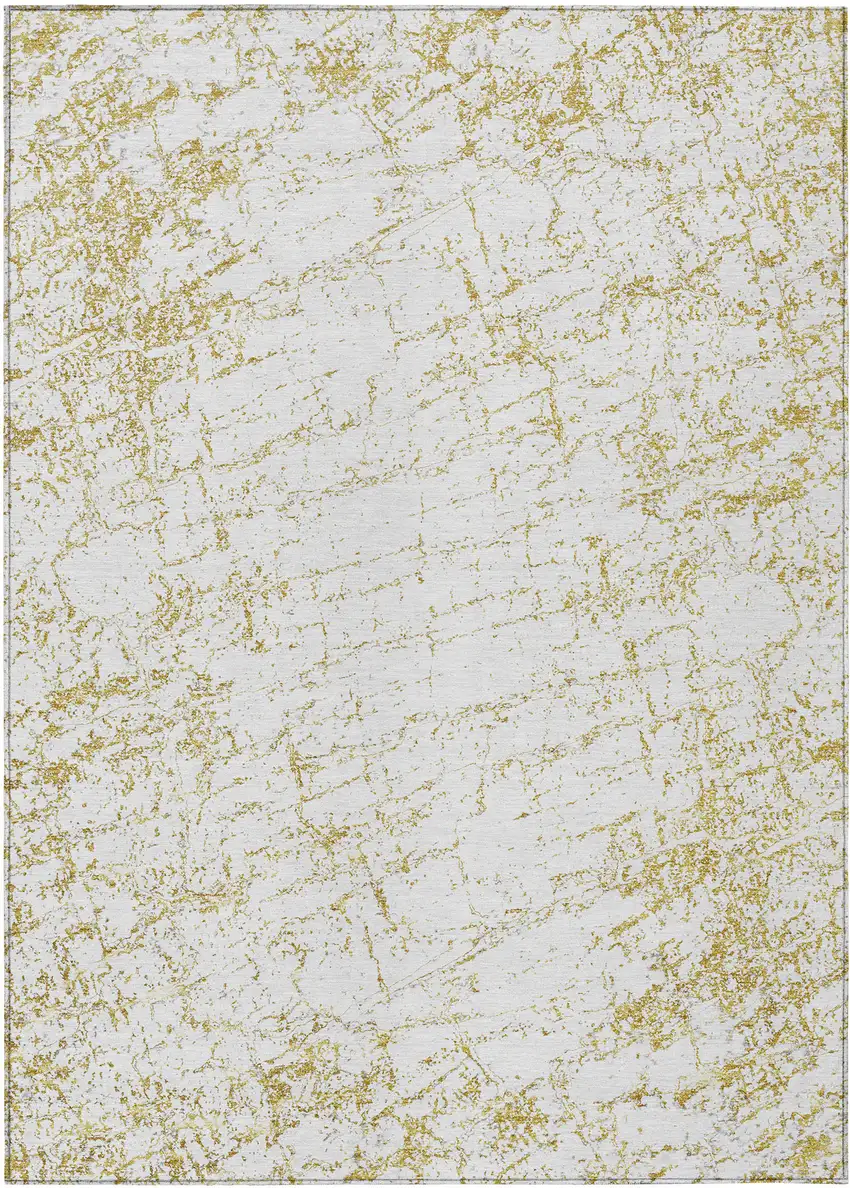 Gold And Ivory Abstract Washable Indoor Outdoor Area Rug Photo 2