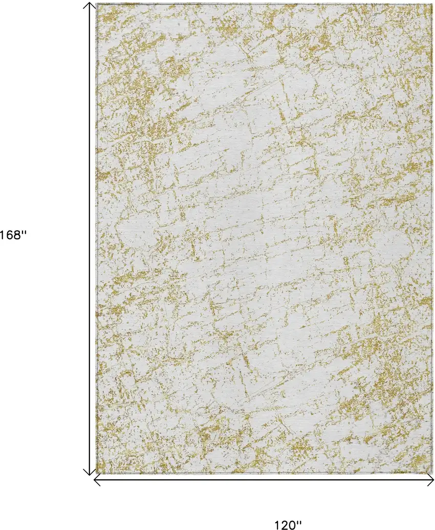 Gold And Ivory Abstract Washable Indoor Outdoor Area Rug Photo 3
