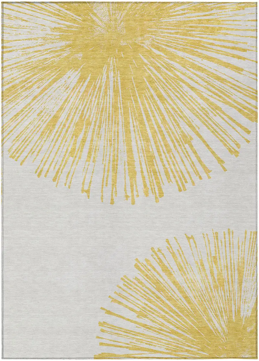 Gold And Ivory Abstract Washable Indoor Outdoor Area Rug Photo 2