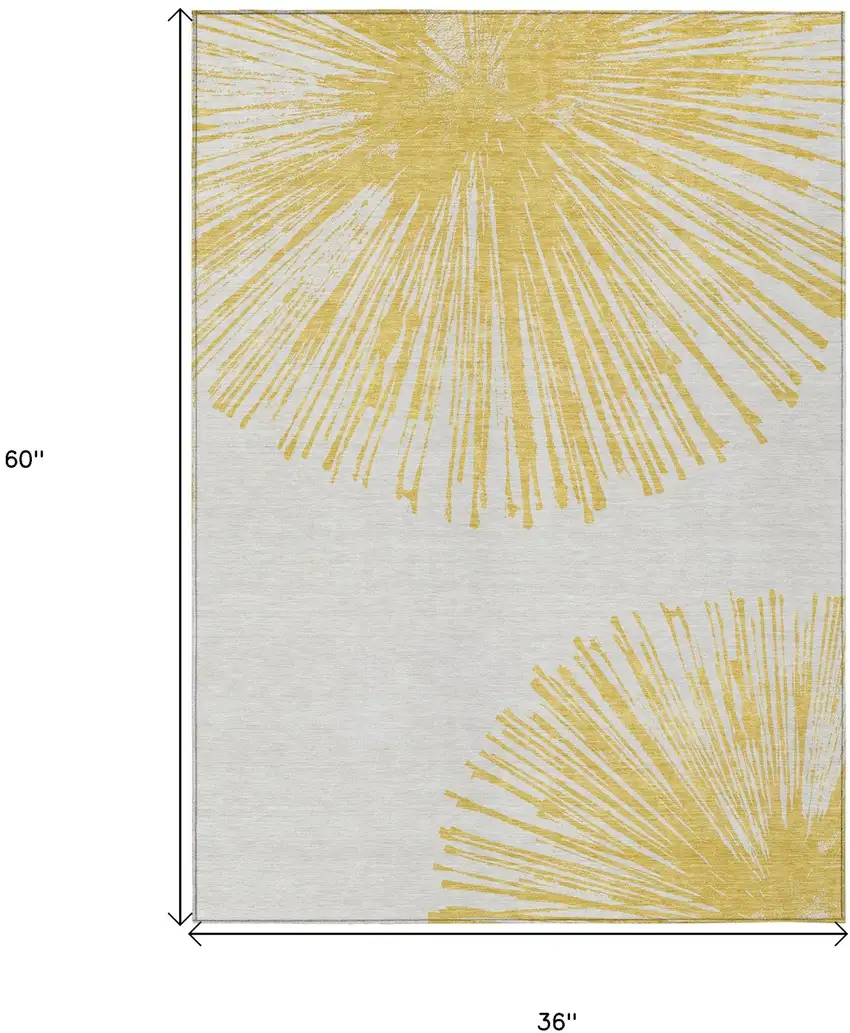 Gold And Ivory Abstract Washable Indoor Outdoor Area Rug Photo 9