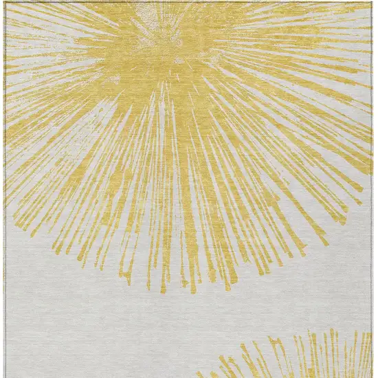 Gold And Ivory Abstract Washable Indoor Outdoor Area Rug Photo 5