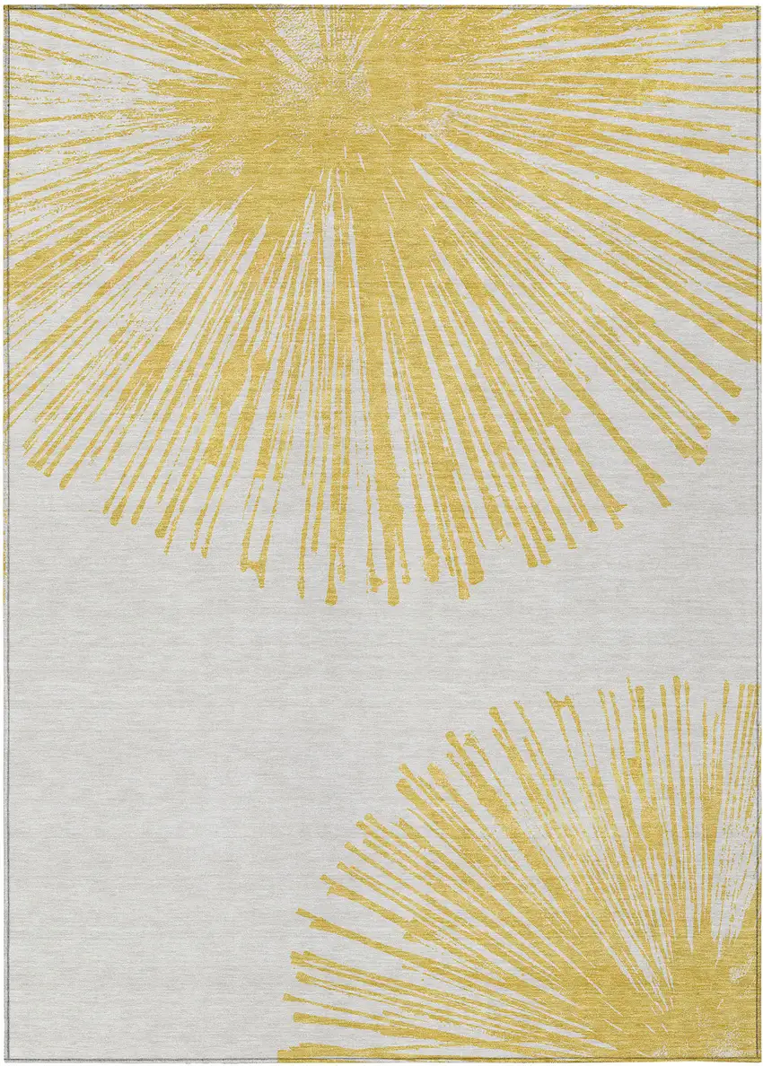 Gold And Ivory Abstract Washable Indoor Outdoor Area Rug Photo 1