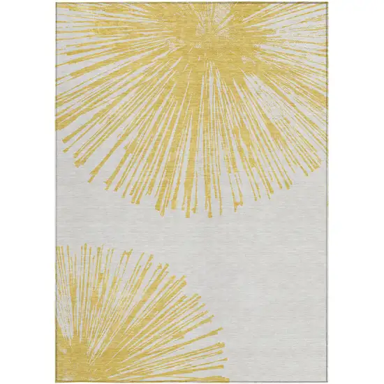 Gold And Ivory Abstract Washable Indoor Outdoor Area Rug Photo 4