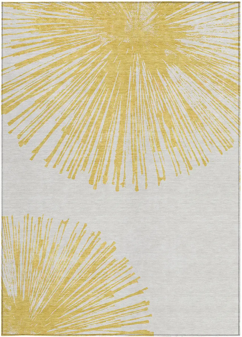 Gold And Ivory Abstract Washable Indoor Outdoor Area Rug Photo 4
