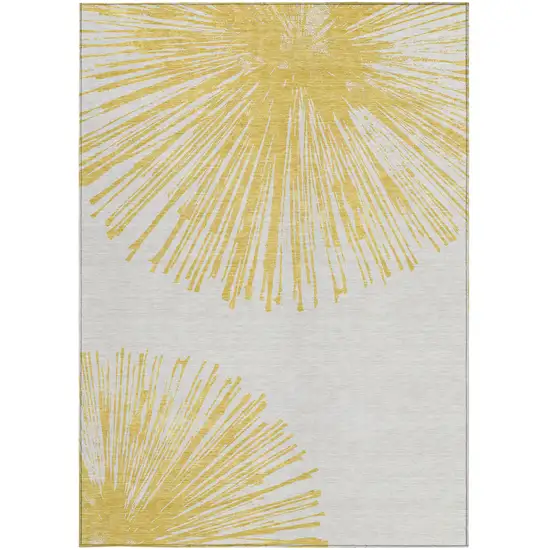 Gold And Ivory Abstract Washable Indoor Outdoor Area Rug Photo 5