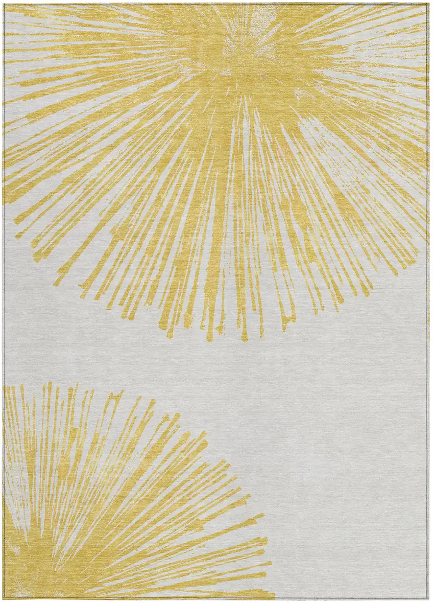 Gold And Ivory Abstract Washable Indoor Outdoor Area Rug Photo 5