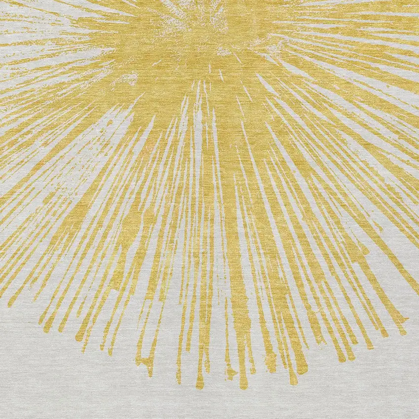 Gold And Ivory Abstract Washable Indoor Outdoor Area Rug Photo 4