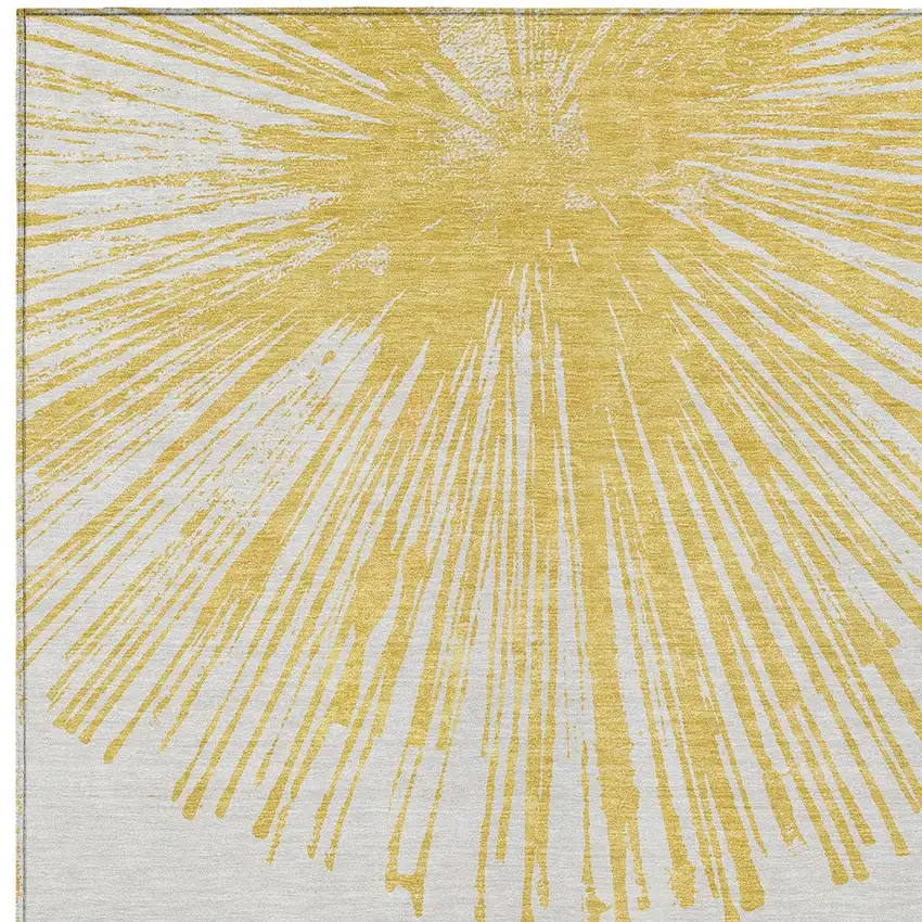 Gold And Ivory Abstract Washable Indoor Outdoor Area Rug Photo 4