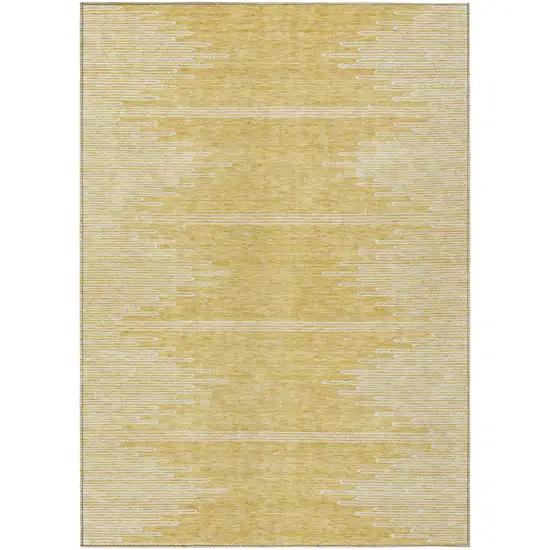 Gold And Ivory Abstract Washable Indoor Outdoor Area Rug Photo 2