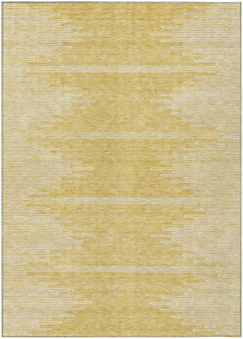 Gold And Ivory Abstract Washable Indoor Outdoor Area Rug Photo 2