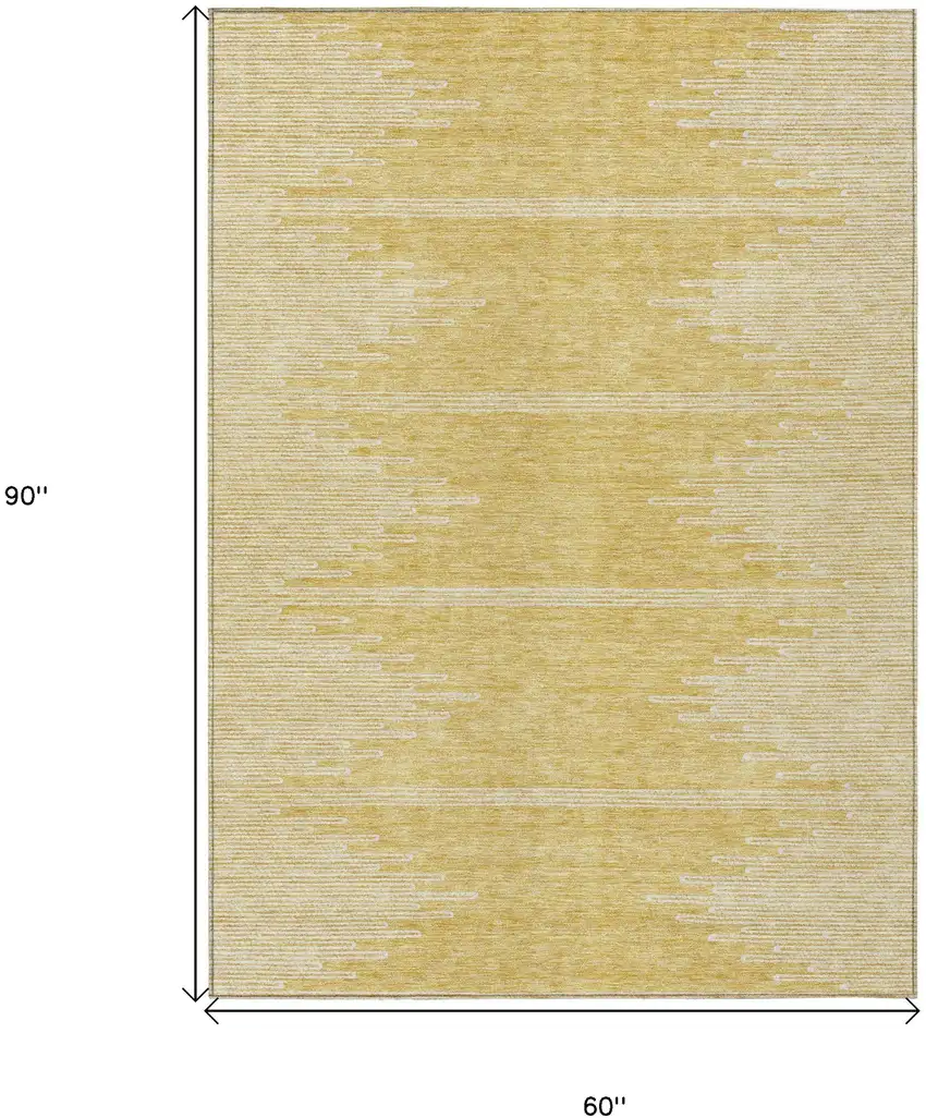 Gold And Ivory Abstract Washable Indoor Outdoor Area Rug Photo 3