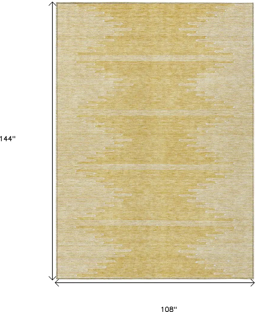 Gold And Ivory Abstract Washable Indoor Outdoor Area Rug Photo 3