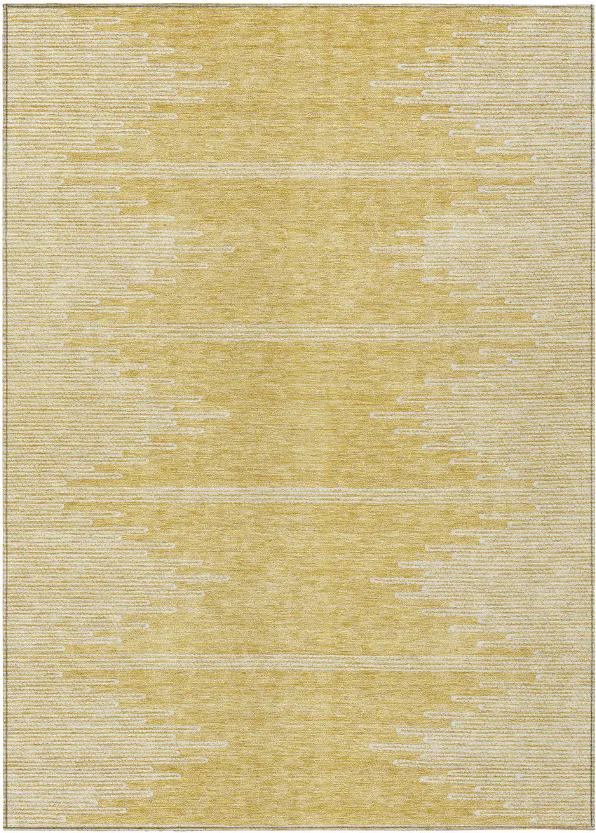 Gold And Ivory Abstract Washable Indoor Outdoor Area Rug Photo 2