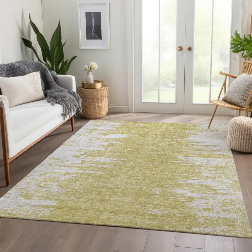 Gold And Ivory Abstract Washable Indoor Outdoor Area Rug Photo 7