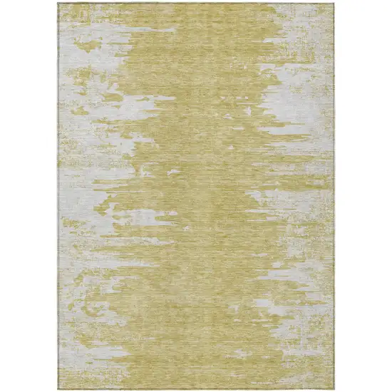 Gold And Ivory Abstract Washable Indoor Outdoor Area Rug Photo 1