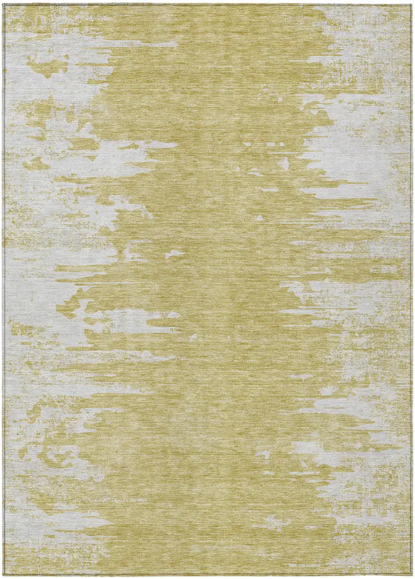 Gold And Ivory Abstract Washable Indoor Outdoor Area Rug Photo 1