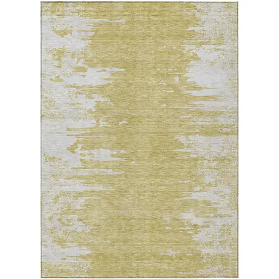 Gold And Ivory Abstract Washable Indoor Outdoor Area Rug Photo 1