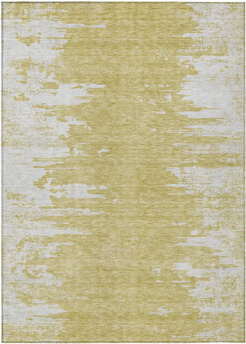 Gold And Ivory Abstract Washable Indoor Outdoor Area Rug Photo 1