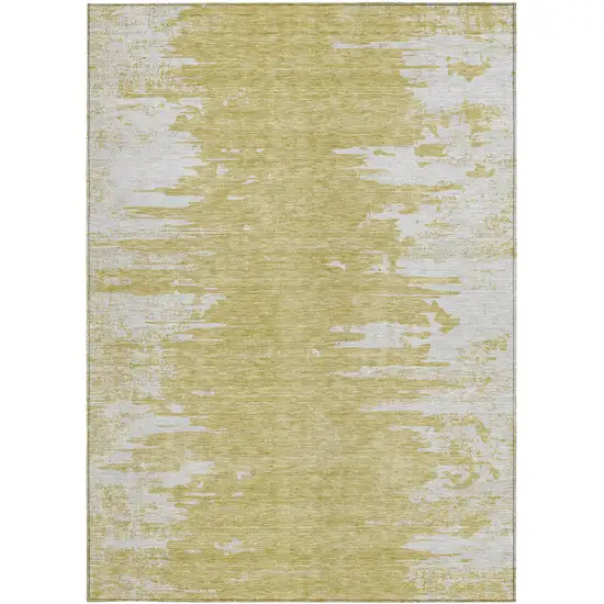 Gold And Ivory Abstract Washable Indoor Outdoor Area Rug Photo 5