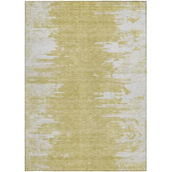 Gold And Ivory Abstract Washable Indoor Outdoor Area Rug Photo 5