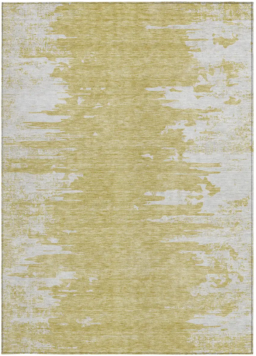 Gold And Ivory Abstract Washable Indoor Outdoor Area Rug Photo 5