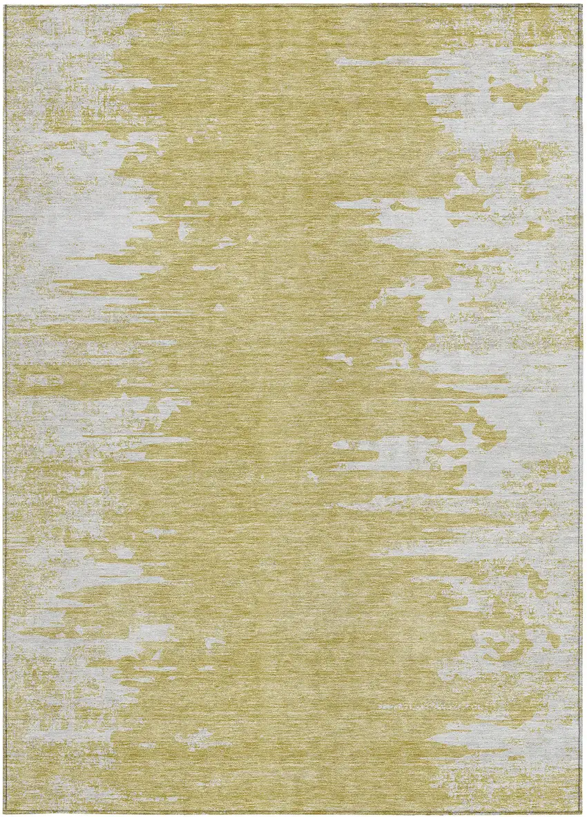 Gold And Ivory Abstract Washable Indoor Outdoor Area Rug Photo 4