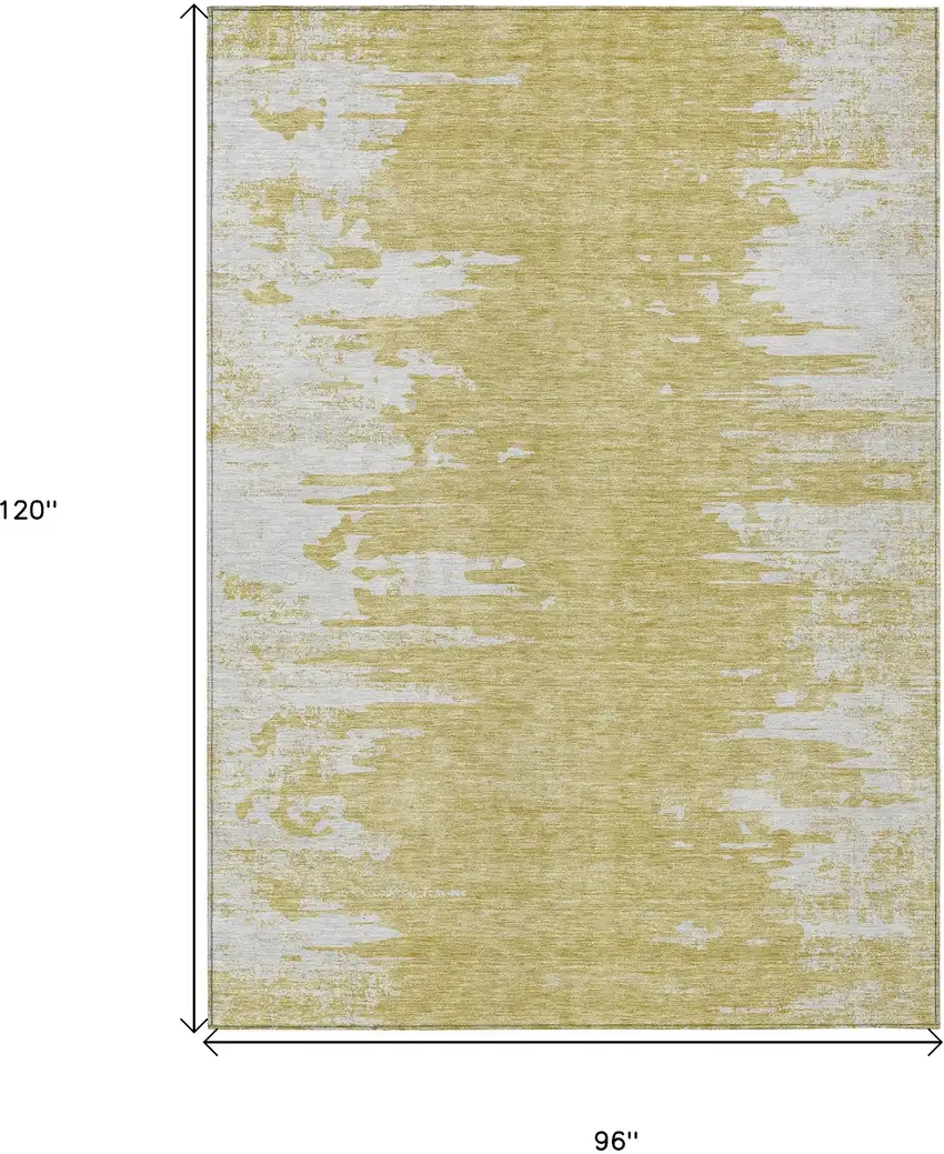 Gold And Ivory Abstract Washable Indoor Outdoor Area Rug Photo 9