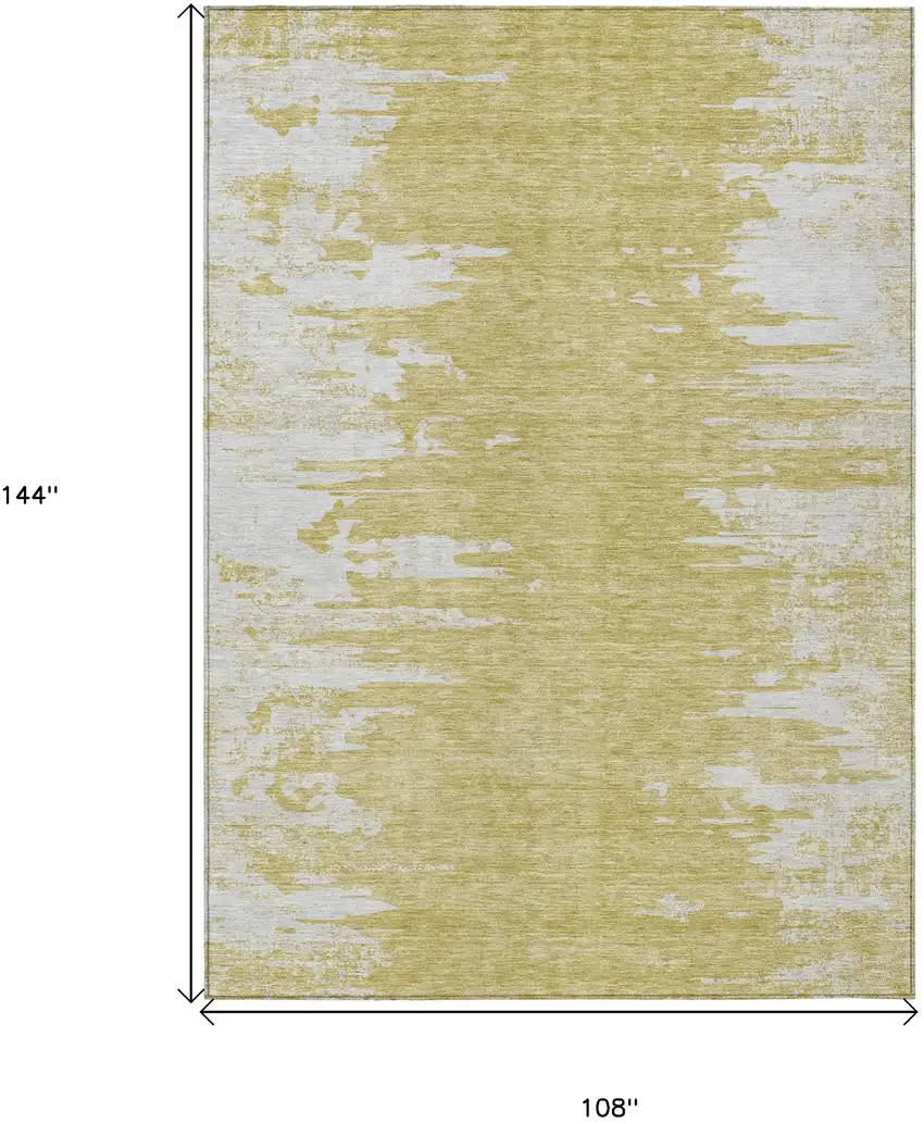 Gold And Ivory Abstract Washable Indoor Outdoor Area Rug Photo 3