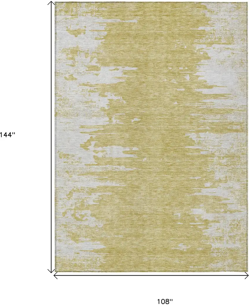 Gold And Ivory Abstract Washable Indoor Outdoor Area Rug Photo 3