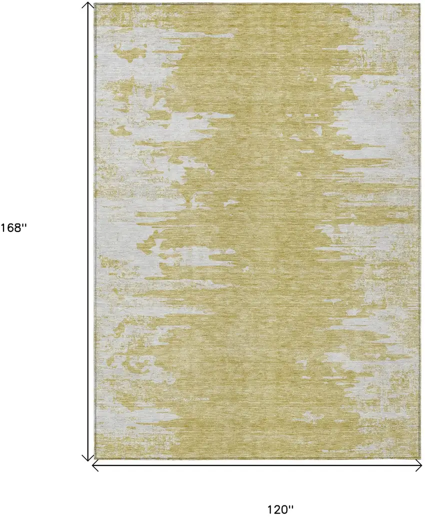 Gold And Ivory Abstract Washable Indoor Outdoor Area Rug Photo 3