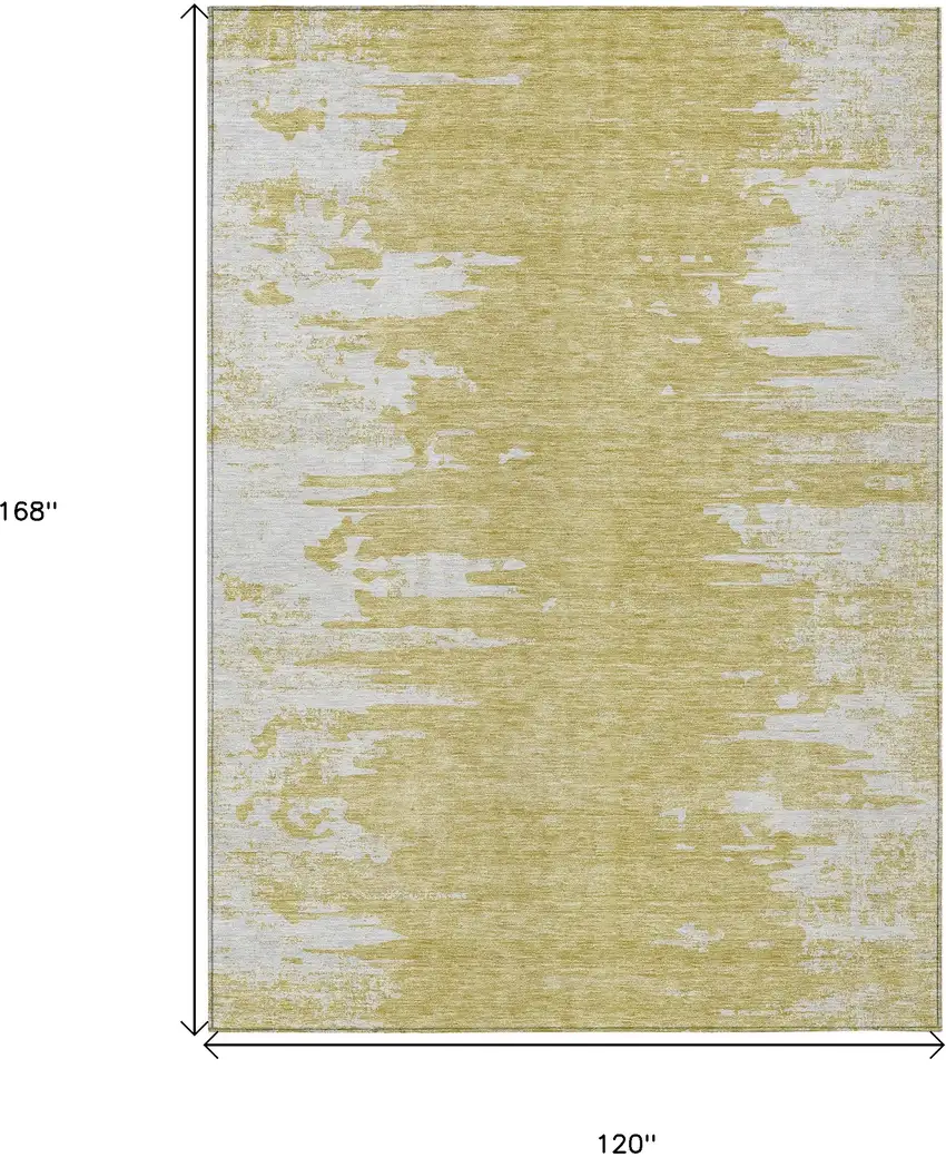 Gold And Ivory Abstract Washable Indoor Outdoor Area Rug Photo 3