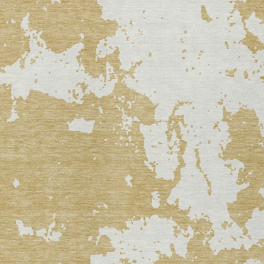Gold And Ivory Abstract Washable Indoor Outdoor Area Rug Photo 6