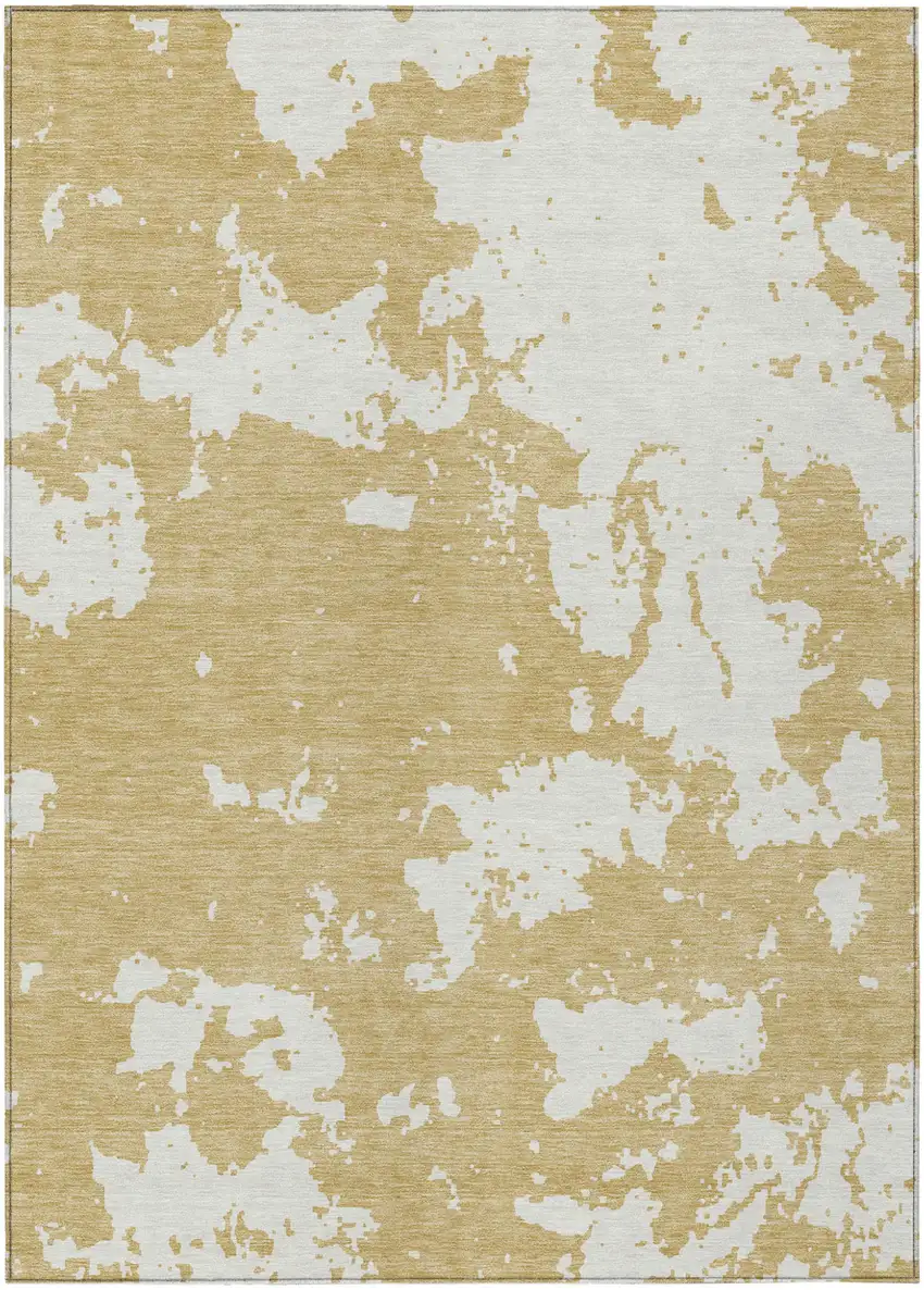 Gold And Ivory Abstract Washable Indoor Outdoor Area Rug Photo 2
