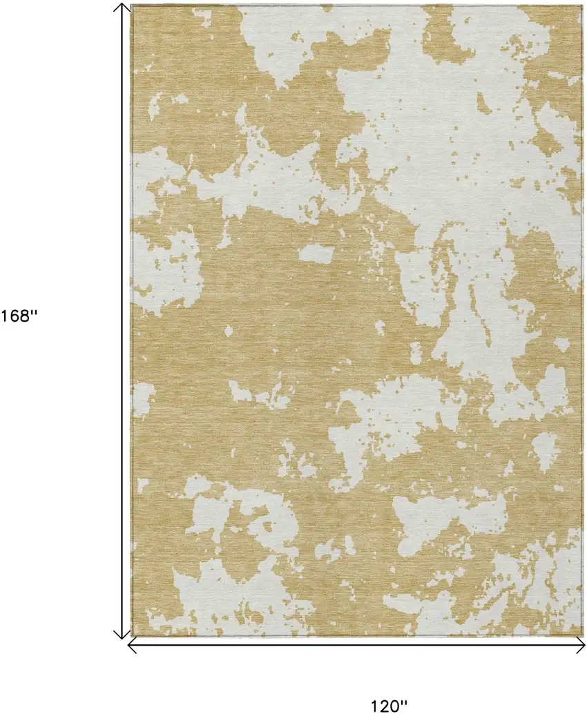 Gold And Ivory Abstract Washable Indoor Outdoor Area Rug Photo 3