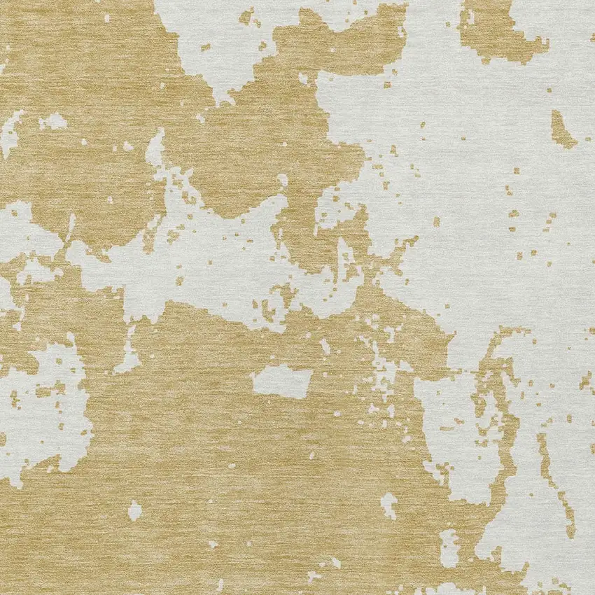 Gold And Ivory Abstract Washable Indoor Outdoor Area Rug Photo 6