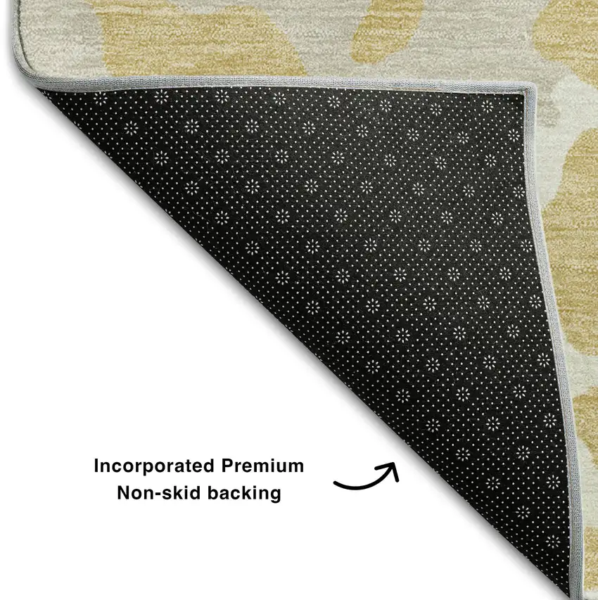 Gold And Ivory Animal Print Washable Area Rug With UV Protection Photo 7