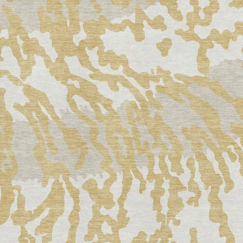 Gold And Ivory Animal Print Washable Area Rug With UV Protection Photo 3