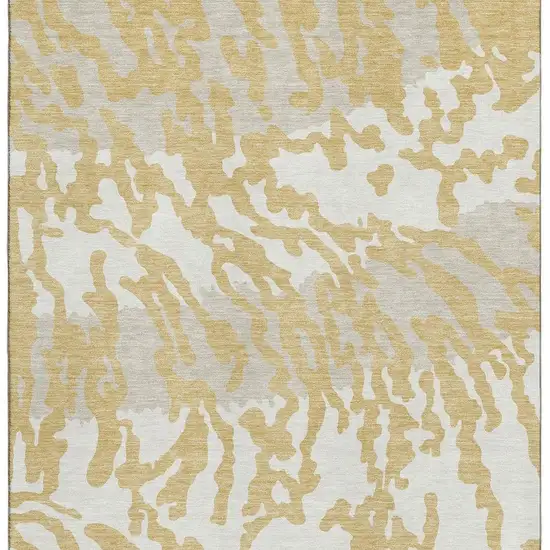 Gold And Ivory Animal Print Washable Area Rug With UV Protection Photo 3