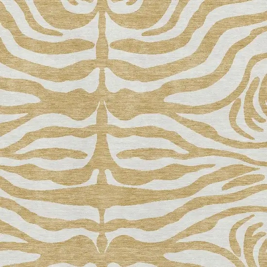 Gold And Ivory Animal Print Washable Area Rug With UV Protection Photo 3