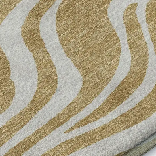 Gold And Ivory Animal Print Washable Area Rug With UV Protection Photo 8