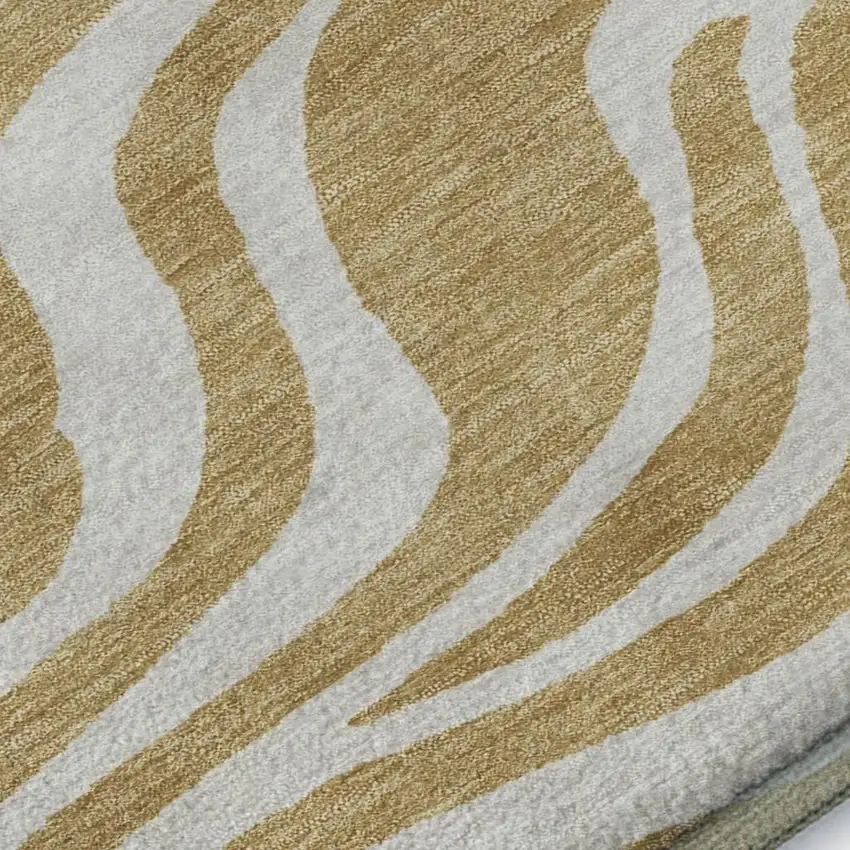 Gold And Ivory Animal Print Washable Area Rug With UV Protection Photo 8